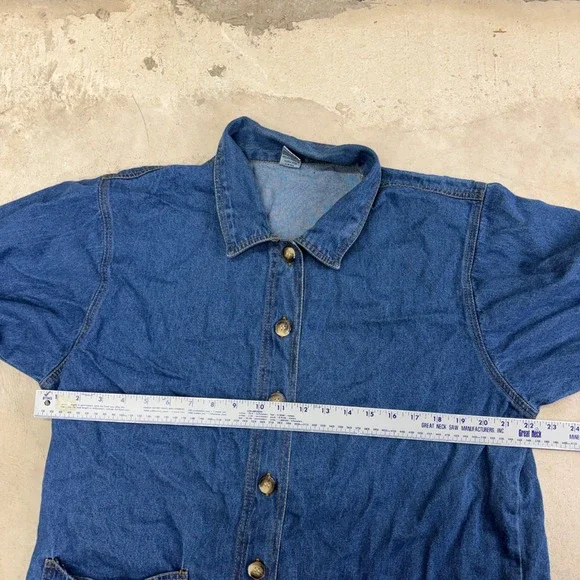 Denim Jazz Embroidered Floral Jean Jacket Shirt Button Front Women's‎ L VTG - Picture 7 of 10